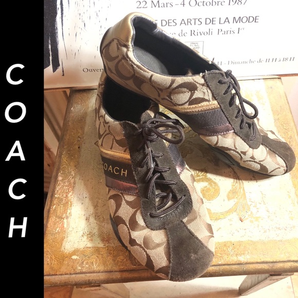 SZ 8 M-COACH BROWN/TAN LOGO SNEAKERS “JAYME” - Picture 12 of 13